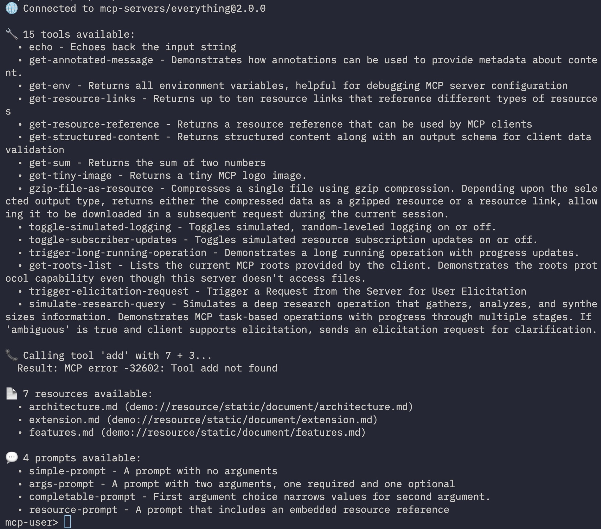 MCP Client output