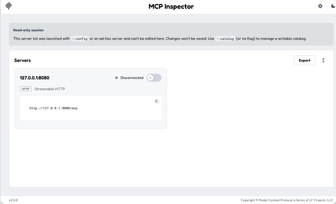 Hello World server in MCP Inspector